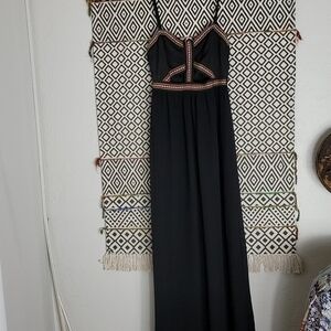 Lulumari Embroidered Black Maxi Dress